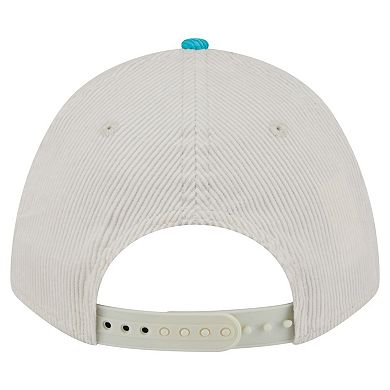 Men's New Era Cream/Aqua Miami Dolphins Throwback Two-Tone Sided Corduroy 9FORTY A-Frame Adjustable Hat