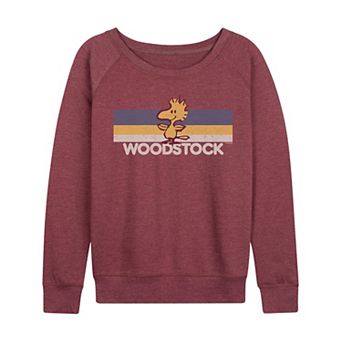 Women's Peanuts Woodstock Stripes Retro French Terry Long Sleeve Tee