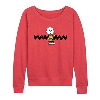 Women's Peanuts Charlie Brown Zigzag French Terry Long Sleeve Tee