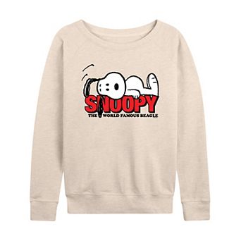 Women's Peanuts Snoopy The World Famous Beagle French Terry Long Sleeve Tee