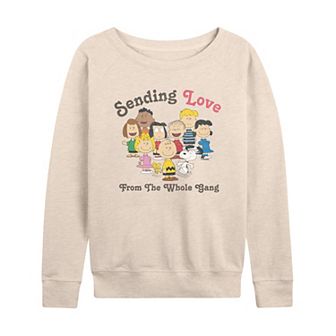 Women's Peanuts Sending Love From The Whole Gang French Terry Long Sleeve Tee