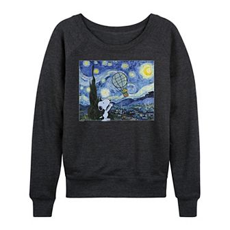 Women's Peanuts Starry Night French Terry Long Sleeve Tee