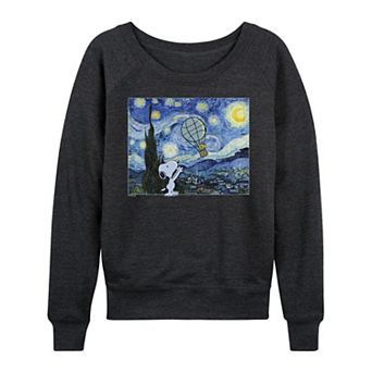 Women's Peanuts Starry Night French Terry Long Sleeve Tee