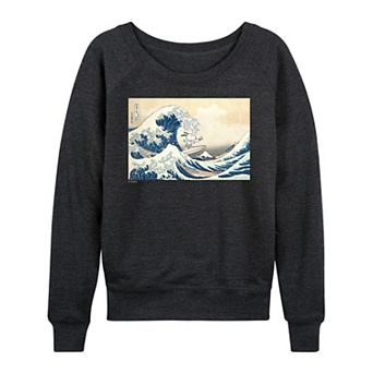 Women's Peanuts The Great Wave Off Kanagawa French Terry Long Sleeve Tee