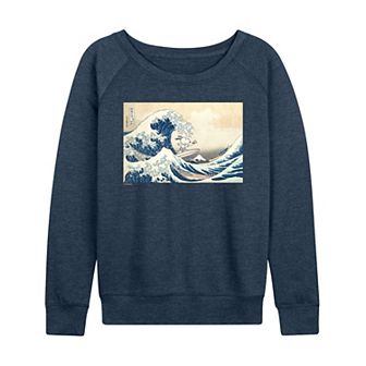 Women's Peanuts The Great Wave Off Kanagawa French Terry Long Sleeve Tee