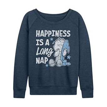 Women's Peanuts Happiness Is A Long Nap French Terry Long Sleeve Tee