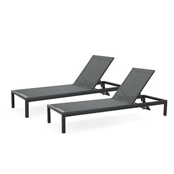 Merax Outdoor Chaise Lounge Chair Set of 2, Aluminum Adjustable Outside Chair