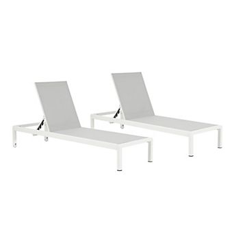 Merax Outdoor Chaise Lounge Chair Set of 2, Aluminum Adjustable Outside Chair