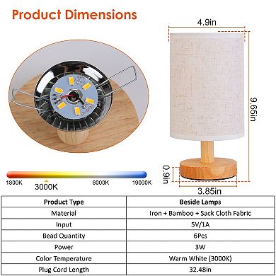 Bedroom Warm White Bedside Lamp Modern USB Plug Lantern with 32.5in Cord for Nightstand