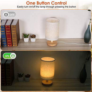 Bedroom Warm White Bedside Lamp Modern USB Plug Lantern with 32.5in Cord for Nightstand