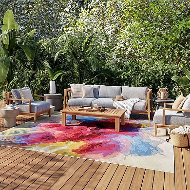 Nourison Color Splash Abstract Indoor/Outdoor Flatweave Rug
