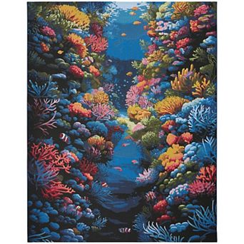 Nourison Color Splash Ocean Indoor/Outdoor Flatweave Rug