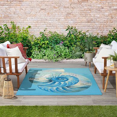 Nourison Color Splash Seashell Indoor/Outdoor Flatweave Rug