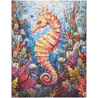 Nourison Color Splash Seahorse Indoor/Outdoor Flatweave Rug