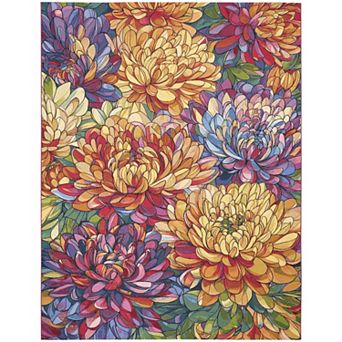 Nourison Color Splash Floral Mosaic Indoor/Outdoor Flatweave Rug