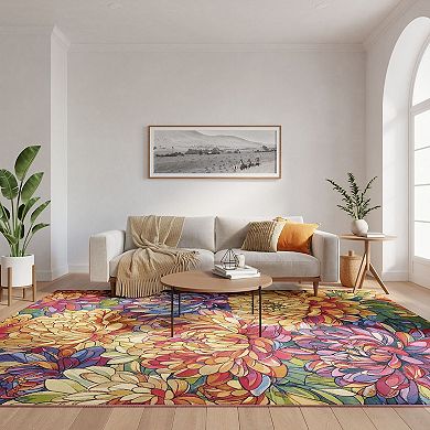 Nourison Color Splash Floral Mosaic Indoor/Outdoor Flatweave Rug