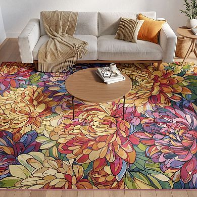 Nourison Color Splash Floral Mosaic Indoor/Outdoor Flatweave Rug