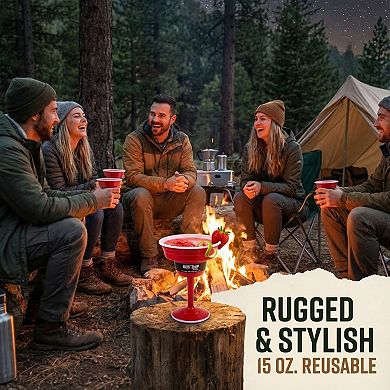 15 Oz Red Margarita Cup with Stem, Durable, Unbreakable, Fit for Cocktails & Mocktails & Parties