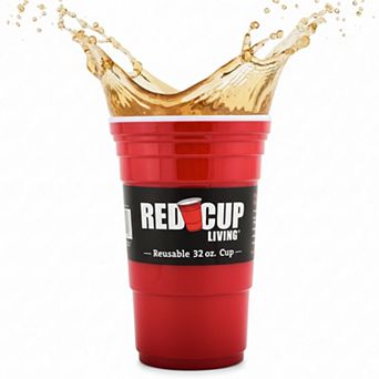 Red Cup Living 32oz Tumbler Cup, Insulated Reusable Plastic Glass for Hot & Cold Drinks