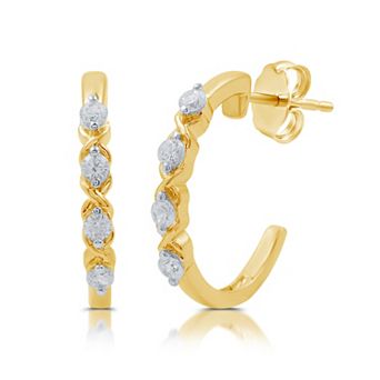 Diamond Essentials 14k Gold Flash Plated 1/4 Carat T.W. Lab Grown Diamond Hoop Earrings