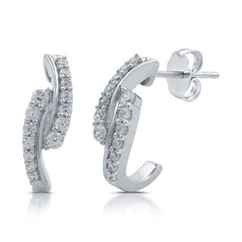 Diamond Essentials Sterling Silver 1/2 Carat T.W. Lab Grown Diamond Open Ribbon Stud Earrings