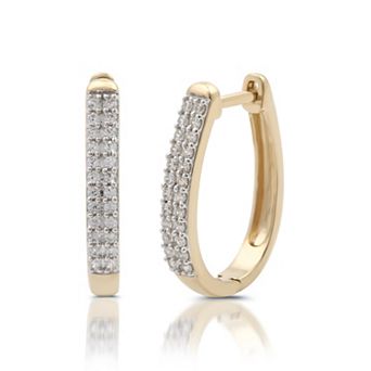 Diamond Essentials 14k Gold Flash Plated 1/3 Carat T.W. Lab Grown Diamond Multi-Row Hoop Earrings