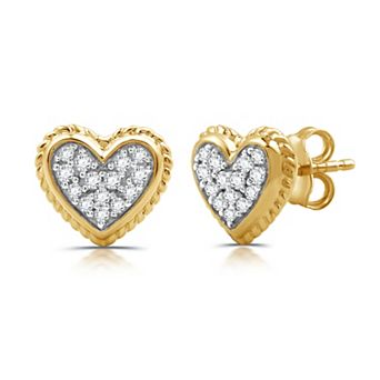 Diamond Essentials 14k Gold Flash Plated 1/4 Carat T.W. Lab Grown Diamond Cluster Heart Stud Earrings