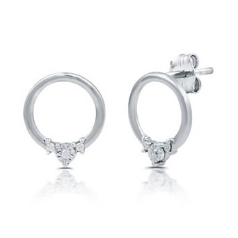 Diamond Essentials Sterling Silver Lab Grown Diamond Accent Circle Stud Earrings