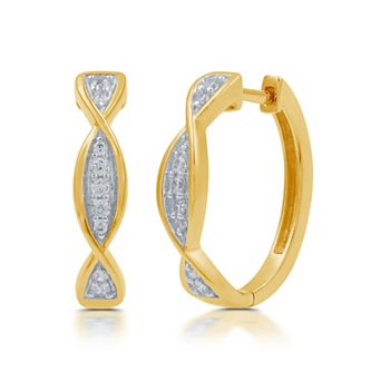 Diamond Essentials 14k Gold Flash Plated 1/4 Carat T.W. Lab Grown Diamond Twist Hoop Earrings