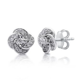 Diamond Essentials Sterling Silver 1/4 Carat T.W. Lab Grown Diamond Twist Stud Earrings