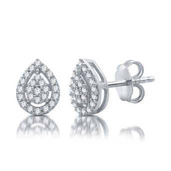 Diamond Essentials Sterling Silver 1/4 Carat T.W. Lab Grown Diamond Pear Stud Earrings