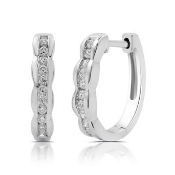 Diamond Essentials Sterling Silver 3/8 Carat T.W. Lab Grown Diamond Channel Hoop Earrings
