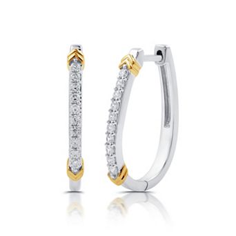 Diamond Essentials Sterling Silver 1/4 Carat T.W. Lab Grown Diamond Line Hoop Earrings