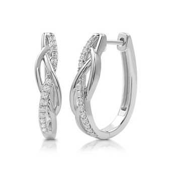 Diamond Essentials 3/8 Carat T.W. Lab Grown Diamond Sterling Silver Twist Hoop Earrings