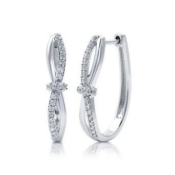 Diamond Essentials Sterling Silver 3/8 Carat T.W. Lab Grown Diamond Crossover Twist Hoop Earrings