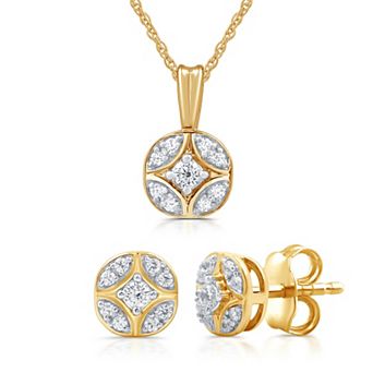 Diamond Essentials Gold Tone 1/4 Carat T.W. Lab Grown Diamond Pendant Necklace & Earring Set