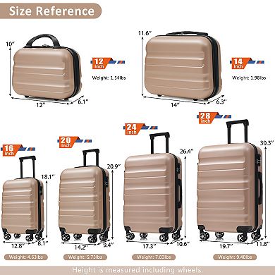 Merax 6-Piece ABS Hardshell Luggage Set - Lightweight & Durable Suitcases with Dual Spinner Wheels