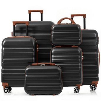 Merax 6 pc ABS Hardshell Luggage Set - Lightweight & Durable Suitcases with Dual Spinner Wheels