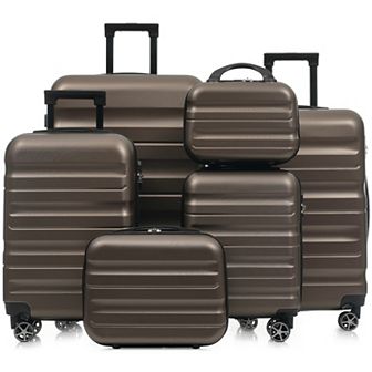 Merax 6 pc ABS Hardshell Luggage Set - Lightweight & Durable Suitcases with Dual Spinner Wheels