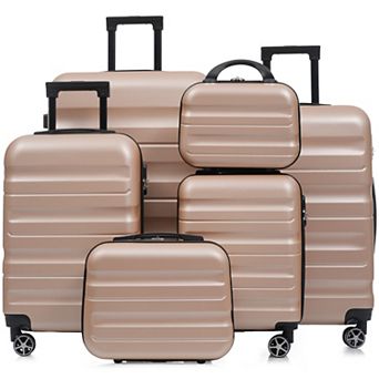 Merax 6 pc ABS Hardshell Luggage Set - Lightweight & Durable Suitcases with Dual Spinner Wheels