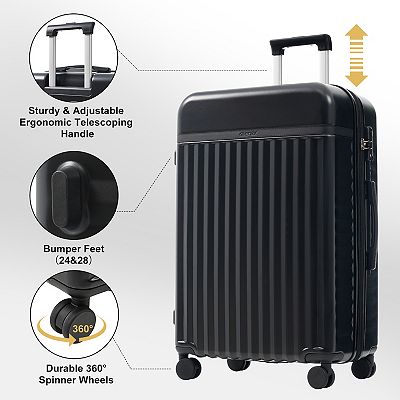 Merax Front Opening Luggage Set 3 Piece, Hardside Carry on