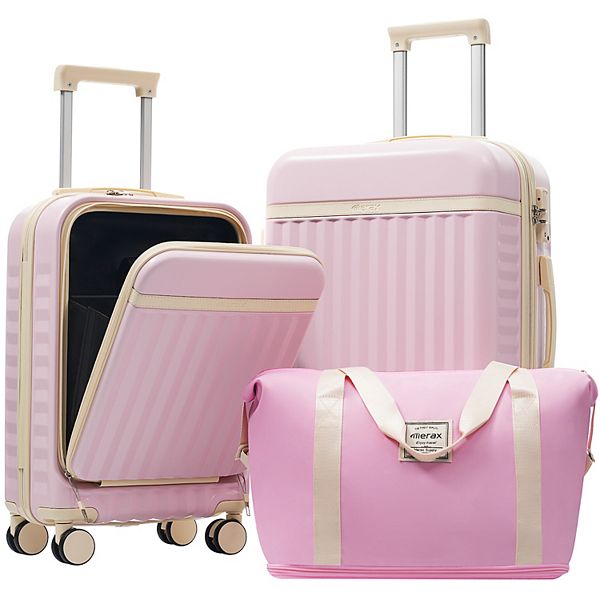 Merax Front Opening Luggage Set 3 Piece, Hardside Carry on
