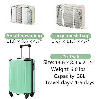 Merax 20 Inch Hardshell Carry-On Luggage, Lightweight Durable ABS Suitcase with Spinner Wheels