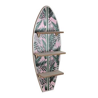 American Art Décor Tropical Palm Leaves Surfboard Wall Shelf
