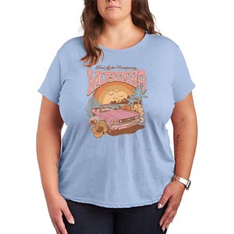 Plus Size Ford Mustang Beach Retro Graphic Tee