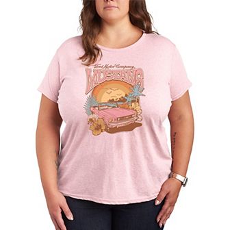 Plus Size Ford Mustang Beach Retro Graphic Tee