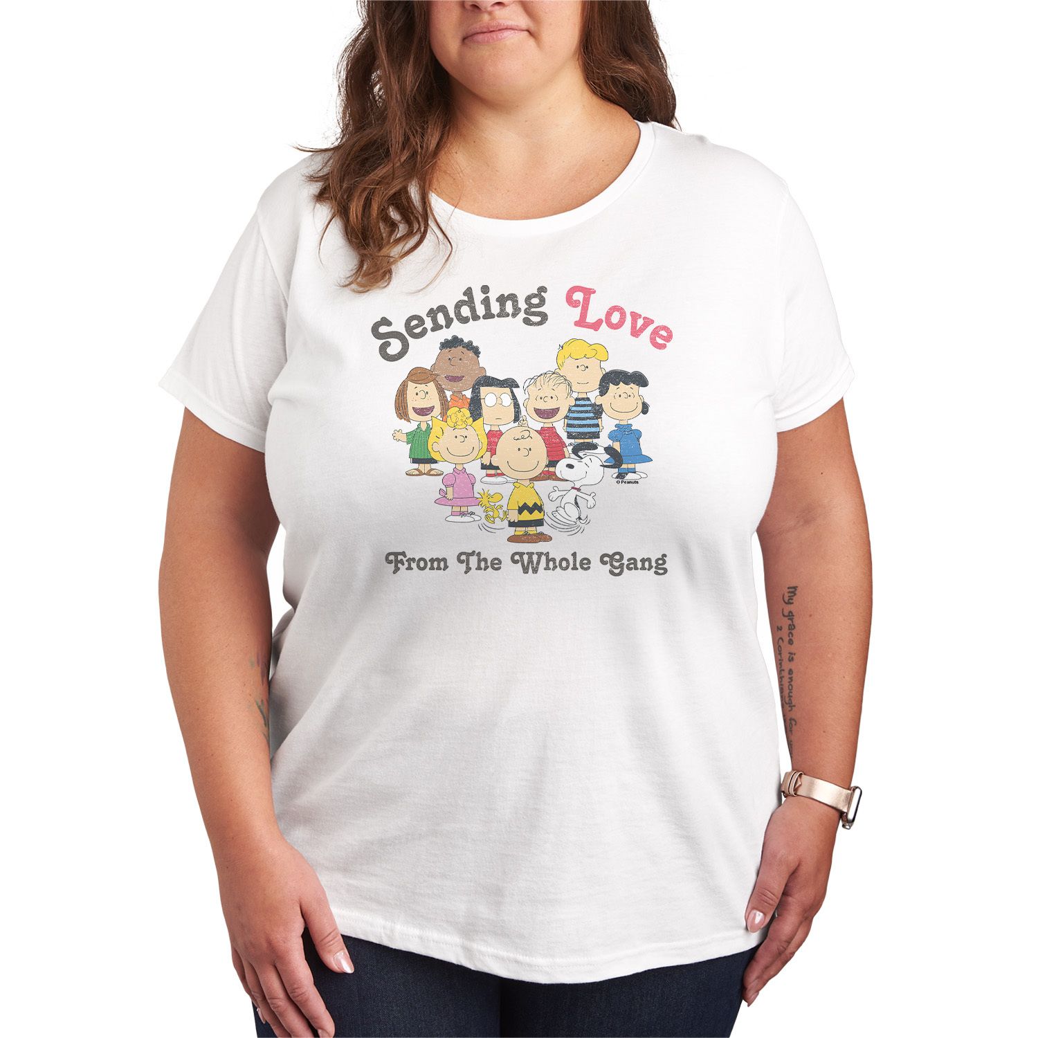 Plus Size Peanuts Sending Love From The Whole Gang Graphic Tee