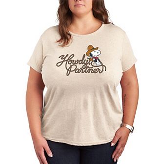 Plus Size Peanuts Howdy, Partner Snoopy Graphic Tee