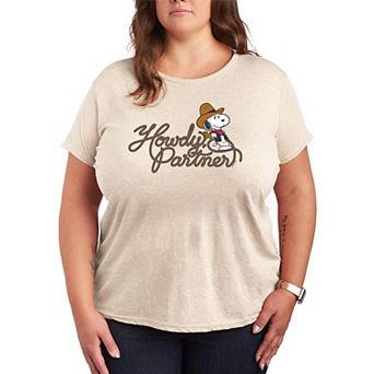 Plus Size Peanuts Howdy, Partner Snoopy Graphic Tee