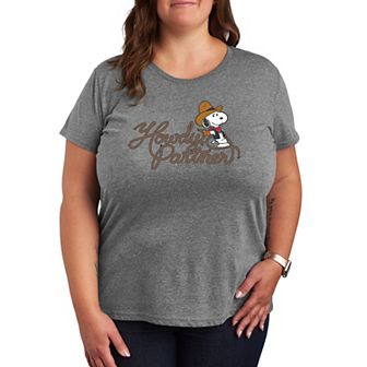 Plus Size Peanuts Howdy, Partner Snoopy Graphic Tee
